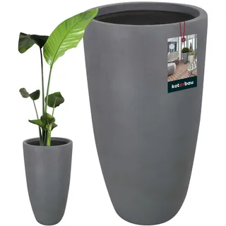 KOTARBAU® Blumenvase hoch Blumentopf Dunkelgrau Fiberclay Ecolite Höhe 78 cm ⌀42 cm moderne Vase Beton Optik Bodenvase groß für Blumen Blumenvasen modern für Wohnzimmer Garten Balkon schöne Vasen Deko