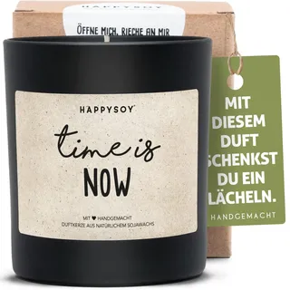 Time is now Duftkerze im Glas mit Spruch aus Soja - natürlich handgemacht vegan - nachhaltig persönliches Geschenk für beste Freundin Freund Mama Papa Oma Opa - Motivationsspruch Leben im Jetzt