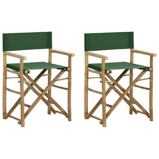 furnicato Gartenstuhl Klappbarer Garten-Regiestuhl Bambus 60x45x88 cm Grün (2 St), Platzsparende Sitzbank mit Polyesterbezug und 110 kg Belastbarkeit grün 60 cm x 88 cm x 45 cm