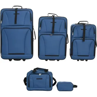 vidaXL Koffer-Set 5-tlg. blau/stoff