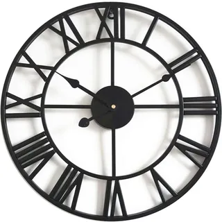 Vintage-wanduhr Mit Geräuschlosem Design, 40 Cm, Skelettuhr Aus Metall, Dekoration Für Wohnzimmer, Küche, Café, Hotel, Büro Und Zuhause (schwarz)