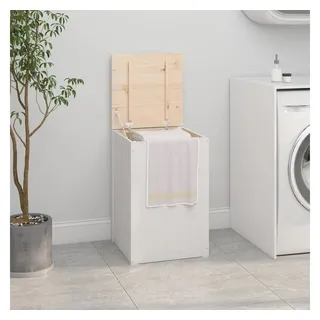 vidaXL Wäschetruhe Weiß 44x44x66 cm Massivholz Kiefer