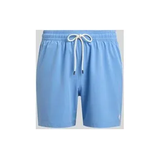 Badehose mit Logo-Stitching, Blau, S