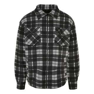 URBAN CLASSICS Plaid Teddy Lined Shirt Jacket schwarz/weiß L