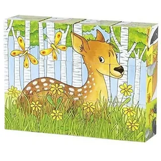 Goki 57710 3D Würfel-Puzzle mit Waldtieren, bunt