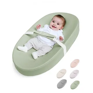 COMOMY Veganes Leder Wickelauflage 80x40cm | Wasserdicht & Abwaschbar Wickelunterlage mit Sicherheitsgurt & Anti-Rutsch-Design | Weiche Leichte Wickelmatte (Grün)