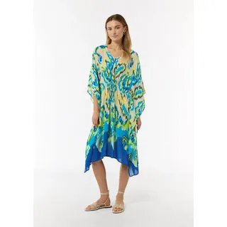 comma Midikleid Accessories Luftiger Viskose-Kaftan mit Bindeband bunt
