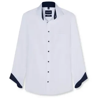 Olymp Luxor Hemd, Modern Fit Businesshemd mit Kentkragen, Weiss, 39