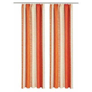 Vorhang Gosen, my home, Kräuselband (2 St), blickdicht, Microfaser, Gardine, Fertiggardine, blickdicht orange 140 cm x 175 cm