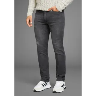 H.I.S. Straight-Jeans "DIX", Herren, Gr. 34, Länge 32, dkgrauus, Denim/Jeans, Obermaterial: 92% Baumwolle, 7% Elastomultiester, 1% Elasthan, modisch, normal lang, Jeans, gerade Beinform, niedrige Leibhöhe, Used-Waschung