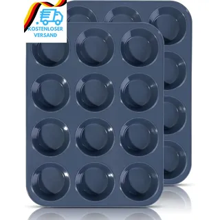 SUPER KITCHEN 2 Stück Große Muffinform Aus Silikon Für 12 Muffins, Antihaft Muff