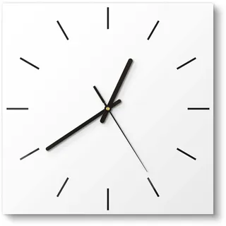 DEQORI Glasuhr | 30x30 cm | Unifarben - Weiß | ausgefallene leise Design Uhr aus Glas | Wanduhr für Wohnzimmer & Küche | moderne Hingucker Uhr für die Wand
