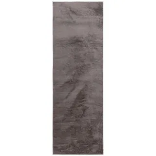 benuta basic - Kunstfell-Teppich, Grau 80x300 cm