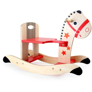Small Foot 10387 Schaukelpferd „Stern“ aus Holz, mit Rückenbügel und Holzgriffen für sicheren Halt, ab 2 Jahren Spielzeug, Brown, 65 x 29 x 10 cm