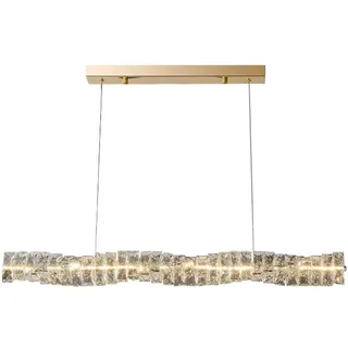 JOJOM Moderne Lineare LED Kristall Kronleuchter, Stufenlos Dimmbar Mit Fernbedienung, Höhenverstellbar für Esszimmer, Schlafzimmer, Wohnzimmer, Küche (Gold 1m)