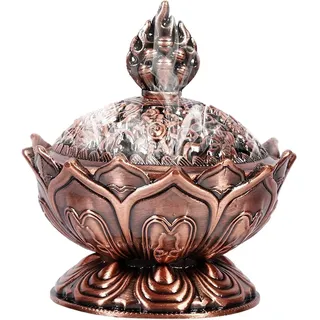 GOTOTOP Räuchergefäß in Lotusform, Zinklegierung, Rotbronze Finish, 6,9 x 7 cm, Vintage-Stil