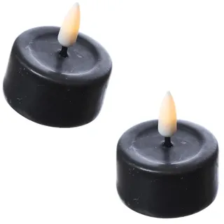 283 LED Teelichter Mia flackernd inkl. Batterien D: 4,1cm schwarz 2 Stück