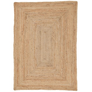 carpetfine Kleiner Juteteppich Nele Beige 40x60 cm handgewebt aus Jute | Boho-Style Naturfaser Teppich für Schlafzimmer, Wohnzimmer und Küche
