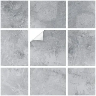yabaduu 10 Stück Fliesenaufkleber Küche Bad Muster Naturstein Design Aufkleber Fliesen Sticker Wandfliesen Dekor Folie Selbstklebend Y042-01 (Beton, 20 x 20 cm)