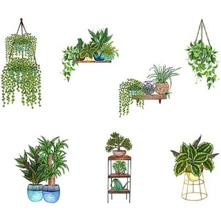 Rianpesn Grüne Pflanze Wandtattoo, Abnehmbare 3D-Aufkleber mit grünen Blättern, Pflanzenposter zum Abziehen und Aufkleben für Küche, Schlafzimmer, Veranda, Wohnzimmer, Badezimmer