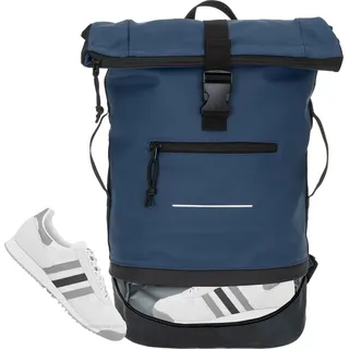 Kurierrucksack Herren Jungen Rucksack Plane Time Bag COMP 25 L Roll-Top Freizeitrucksack Geheimfach Brustgurt Laptoprucksack Bodenfach 12823 Bi Col... - Blau/Dunkelblau/Schwarz