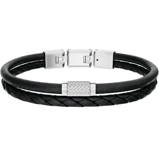 Fossil Machine Armband Leder/Edelstahl schwarz JF04989040 Größe -
