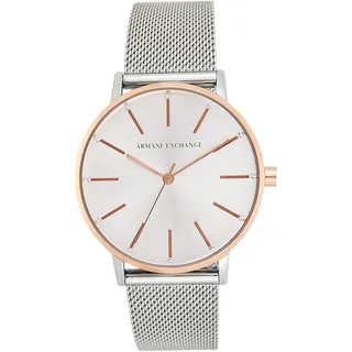 Armani Exchange Uhr für Damen , Dreizeiger Uhrwerk, 36mm Silbernes Edelstahlgehäuse mit Edelstahlarmband, AX5537