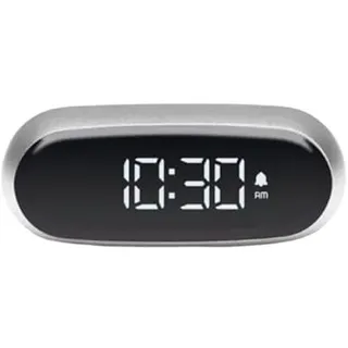Lexon MINUT Kompakter Mini-Wecker mit VA-LCD-Display, Pure Black, Touch-Steuerung, Snooze-Funktion und Hintergrundbeleuchtung, wiederaufladbarer Akku, Aluminium