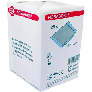 Noba Saugkompressen, unsteril, Kompressen, Wundauflagen, 10 x 10 cm, 25 Stück