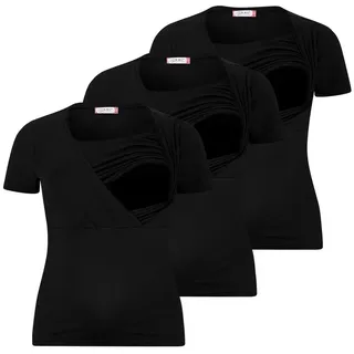 M.M.C. Stillshirt Stillmode Umstandsshirt 3er Set Umstandsmode (3-tlg) Schwangerschaftsshirt schwarz XL