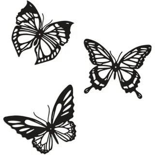 OEM 3-teiliges Schmetterlings-wanddekor Aus Metall, Schwarzer Schmetterling Als Wandbehang Aus Metall, Rustikale Landhaus-dekoration Für Zuhause, Büro Oder Schlafzimmer