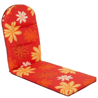 PATIO Liegenauflage Galaxy Plus 162 x 49 x 4/8 cm Liegestuhlauflage Stuhlauflage Sesselauflage Klappsessel Gartenmöbel Hochlehner profilierte ovale Kopfstütze gesteppt Blumenmuster rot orange