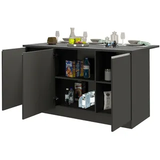 Dmora Unterschrank Kücheninsel 155 x 90 x 90 cm Anthrazit/Schiefer