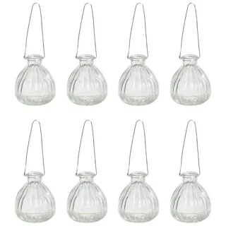 Posiwio Tischvase 8tlg. Hängevase WEDDING aus Glas gerillt im Landhausstil Glasvase zum
