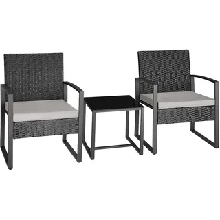 Tectake Rattan Sitzgruppe 2-tlg. Schwarz