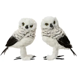 Christmas Decorations 1 Stück Sortiert - Flauschige Weihnachtsfigur Schneeeule Deko Figur Weihnachten Tierfigur Weihnachtsdeko Plüschfigur Weiß Grau