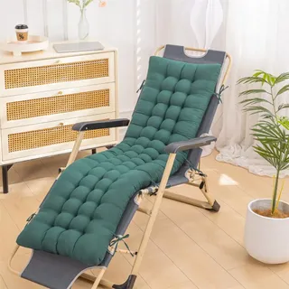 Highdi Liegenauflage Auflage für Gartenliege, Verdickt Bequem Polster Auflage, Hohe Rückenlehne Stuhlkissen mit Krawatte für Deckchair Sonnenliege Liegestuhl Gartenmöbel (Dunkelgrün,48x85x8cm)