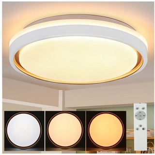ZMH LED Deckenleuchte Dimmbar Wohnzimmer mit Fernbedienung modern deko, LED fest integriert, LED Deckenleuchte silberfarben|weiß rund - Ø 30 cm
