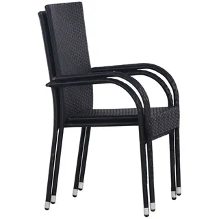 vidaXL Stapelbare Gartenstühle 2 Stk. Poly Rattan Schwarz