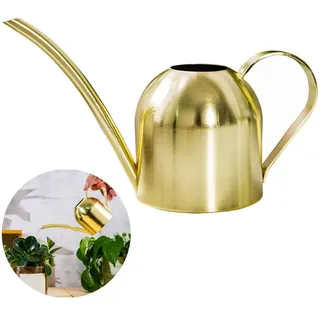 Edelstahl-Gießkanne, kleine Gießkanne mit langem Mund für Haus- und Gartenpflanzen im Innen- und Außenbereich, 500 ml (Gold)