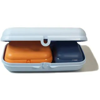 TUPPERWARE Lunchbox Maxi-Twin hellblau + orange + Mini blau