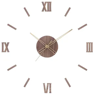 PRIM Veneer DIY Holz Wanduhr Made in EU - 3D Ziffern, ∅ von 600 bis 1000 mm, XXL Wand-Deko für Küche, Schlafzimmer (Dunkles Holz/Remus)