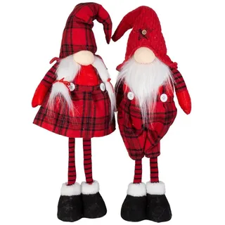 Christmas Paradise Weihnachtsfigur stehender XL Wichtel 50cm (60cm) (Dekofiguren, 2 St., im Set), Gnom Pärchen, 2 Designs Mann und Frau, Weihnachtsdeko Schwarz-Rot