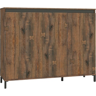 freiraum Highboard GENIO industrial, in Eiche, Holzwerkstoff - 138x110x40cm (BxHxT) braun