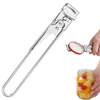 Deckelöffner Edelstahl, Deckelöffner für Schraubgläser, Glasöffner Edelstahl, verstellbare Öffnungshilfe Schraubdeckelöffner für Senioren Arthritis Frauen (Big)