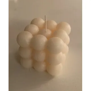 Bubble Kerze ohne Duft Größe 6x6x6cm - 16 Stunden Brennzeit - dänische Kerze Würfel Candle Romantik (creme - vanille)