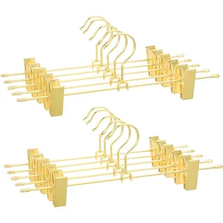10er-pack Metallbügel, Hosenständer, Länge 30 Cm, 2 Rutschfeste Clips Für Röcke Und Unterwäsche, Platzsparend, Rostfrei, 360° Drehbarer Haken, Gold