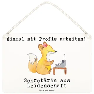 Mr. & Mrs. Panda holzbild Sekretärin Leidenschaft DIN A6 - Geschenk, Türschild, kleine aufmerksamkeit, wandtafel, Schild, Dekoschild