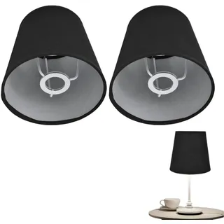 2 Stück Kleine Lampenschirme Aufstecken, Barrel Lampenschirm Modern Simple Clip on Stoff Lampshades Nachttisch Lampenschirm Wandleuchte Kronleuchter Lampenschirme Stoff Lampenschirm (Schwarz)