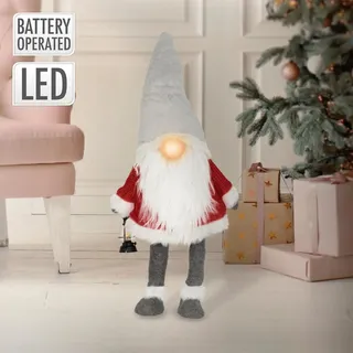 LED Weihnachtswichtel Zwerg Figur Weihnachten Deko Wichtel Laterne Rot 80 cm